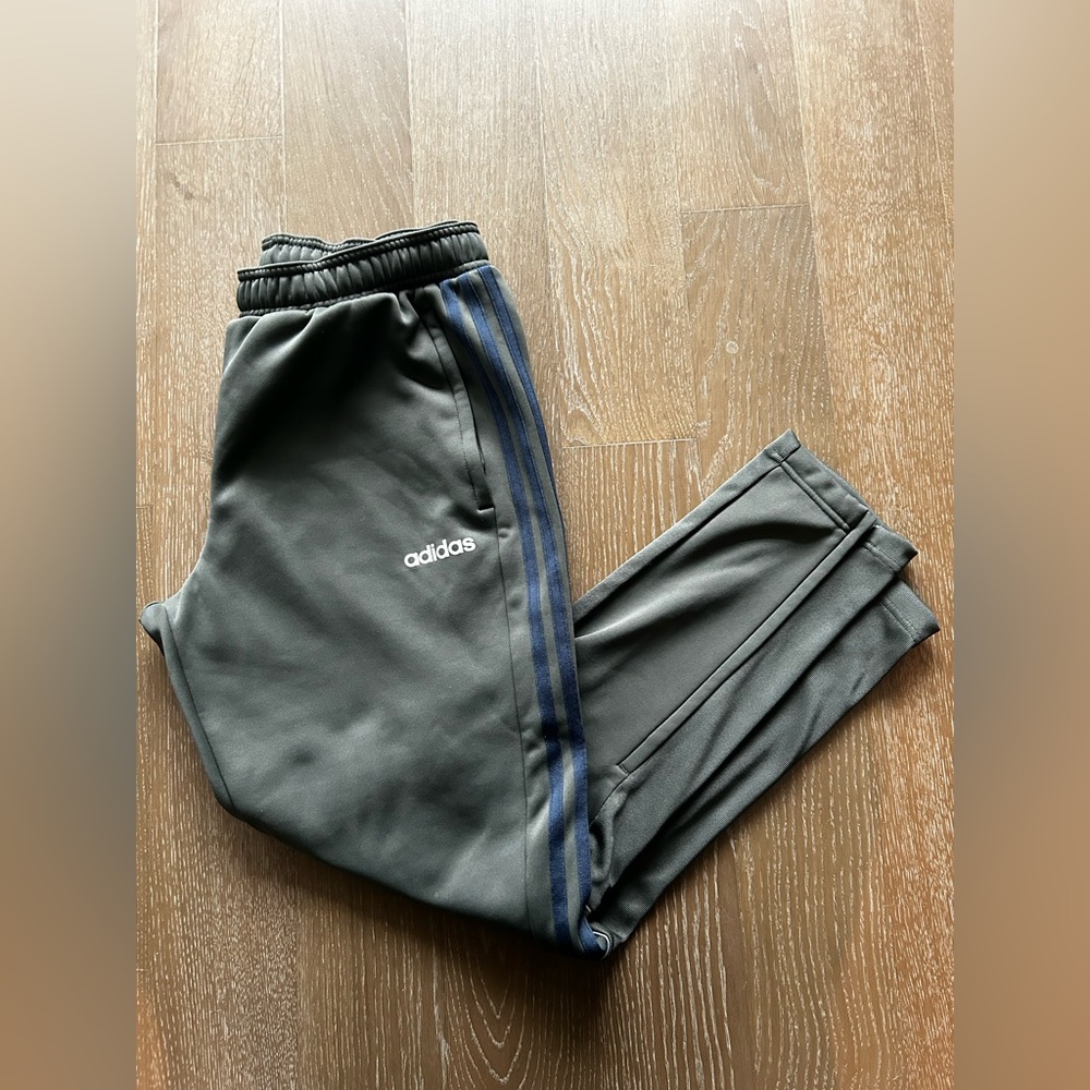 Adidas Green Joggers with Navy Stripes